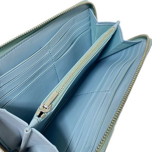 Auth COACH - F22808 Blue Green Leather Long Wallet - Picture 6 of 7